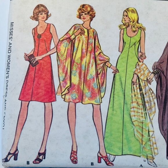 1970s Sleeveless Dress with Caftan Float Sewing Pattern McCalls 3413 Size 16 FF - Picture 2 of 10